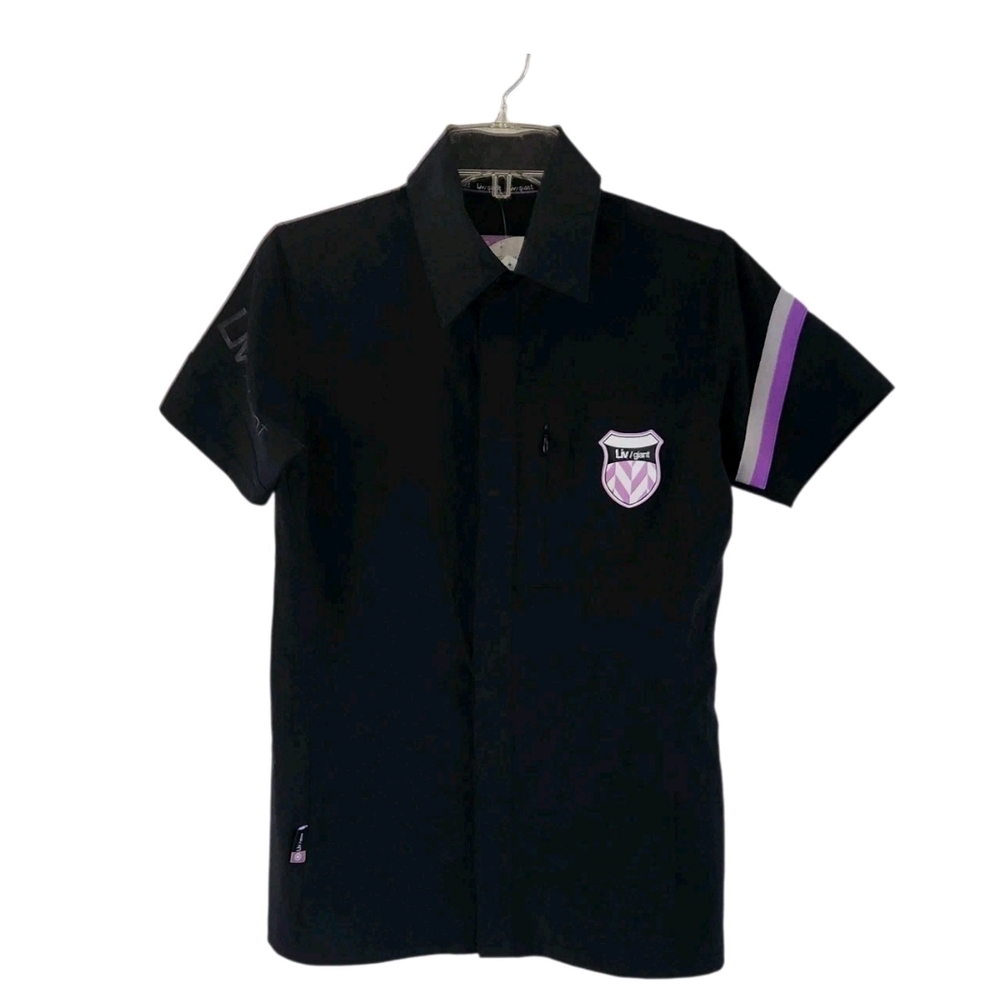 Liv Giant Black Snap Front Pro Cycling Shirt Top Logo Womens Size M New NWT